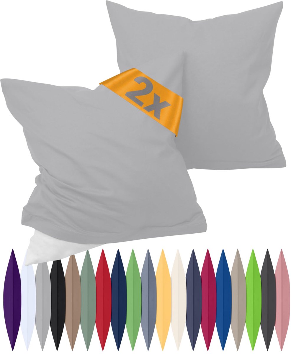 Kussenslopen 40 x 40 cm - 100% katoen - zilver - stijlvol en eenvoudig - ShopVlot