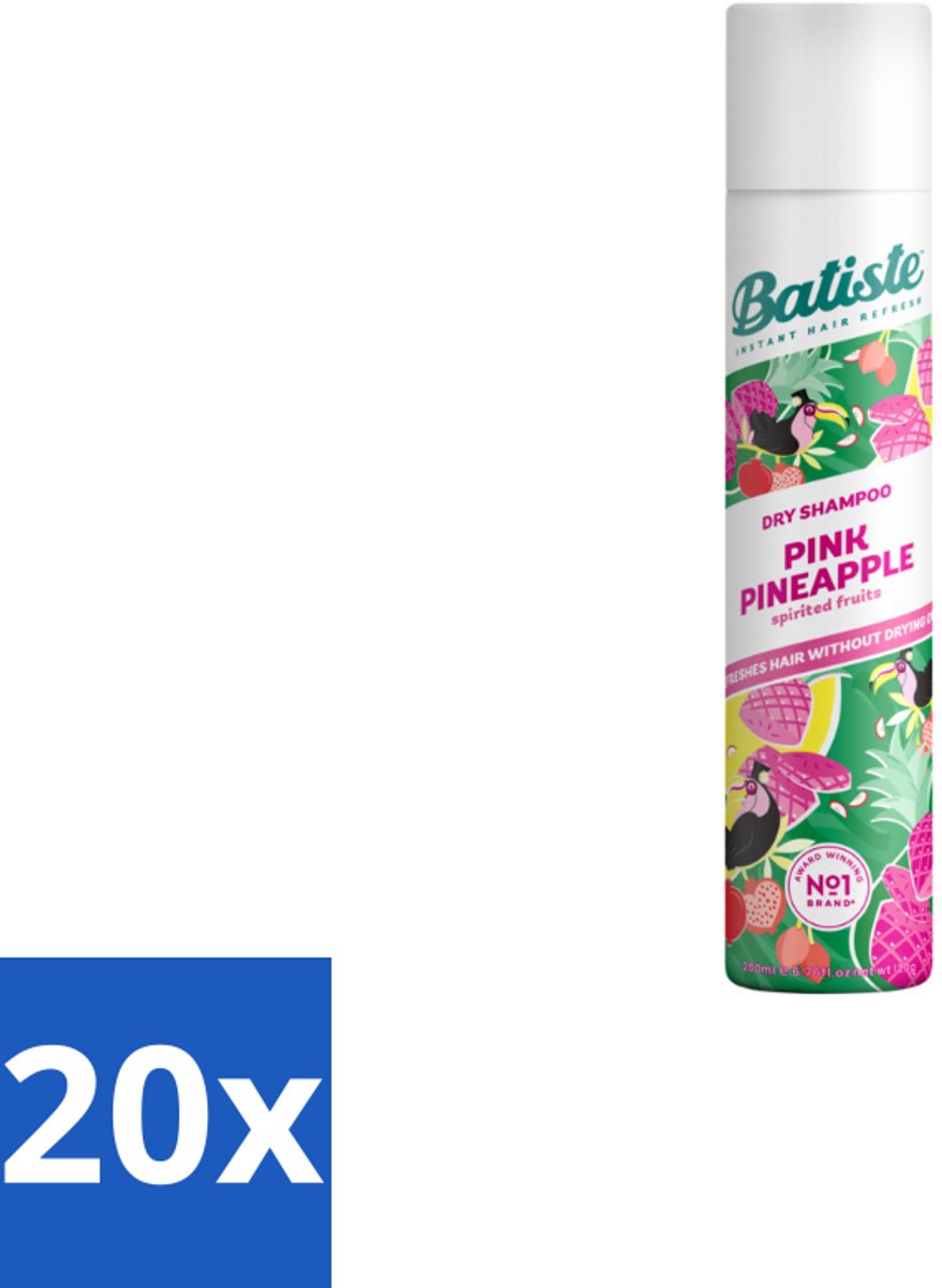 20 x Batiste - Pink Pineapple - Droogshampoo - Friszoete Geur - Verfrist en Geeft Volume - 200ml - Droogshampoo - Fris Haar - Fruitige Geur - Tropisch Haar - Haarkleur