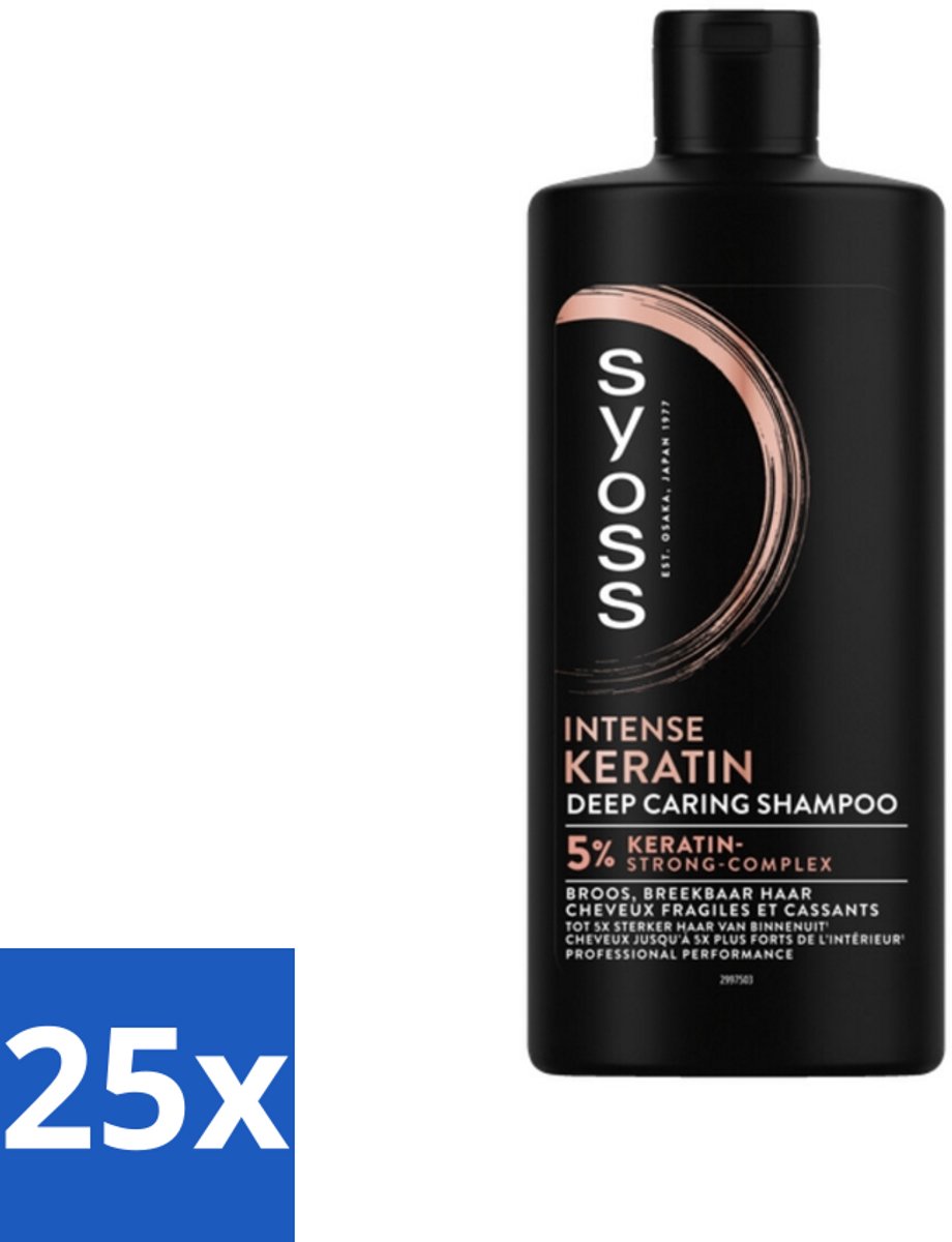 25 x SYOSS - Keratin - Shampoo - Langdurige Styling - 440ml - Keratine Shampoo - Haarversterking - Breekbaar Haar - Haarherstel - Keratine Haar