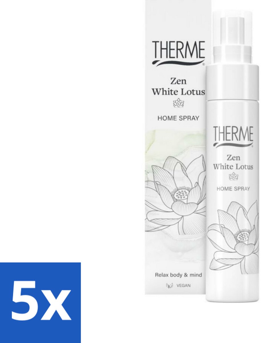 5 x Therme - Zen White Lotus - Interieurspray - Langdurige Geur - Aromatisch - 60ml - Therme Zen White Lotus Interieurspray - Geur Van Witte Lotus - Rustgevende Geur - Aromatisch Interieurspray - Zen Geur