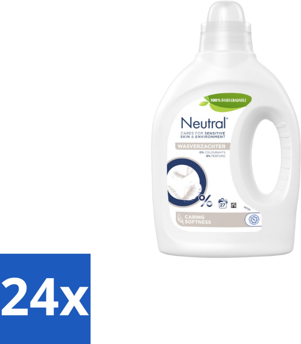 24 x Neutral - Wasverzachter - Parfumvrij - Gevoelige huid - 27 wasbeurten - Wasverzachter - Parfumvrij - Hypoallergeen - Gevoelige Huid - Babywas