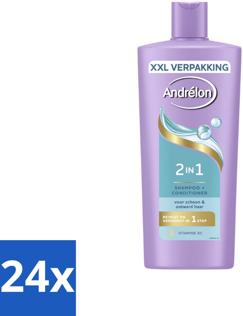 24 x Andrélon – Shampoo 2-in-1 – Iedere Dag – 685 ml - Haar Verzorging - Shampoo En Conditioner - Vitamine B5 - Haartype - Haarkleur