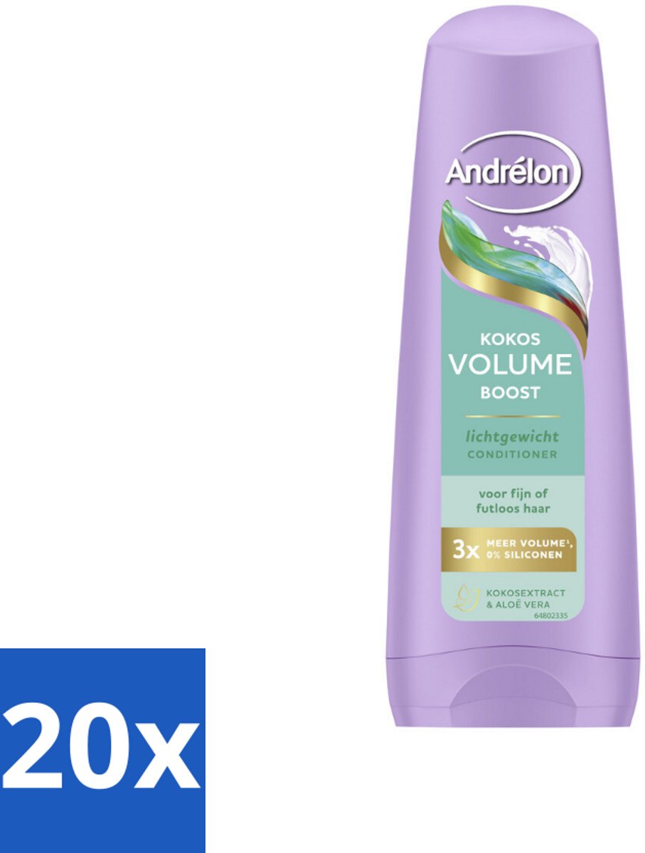 20 x Andrélon – Conditioner – Volume Boost – 200 ml - Fijn Haar - Futloos Haar - Volume Boost - Kokos Conditioner - Aloë Vera