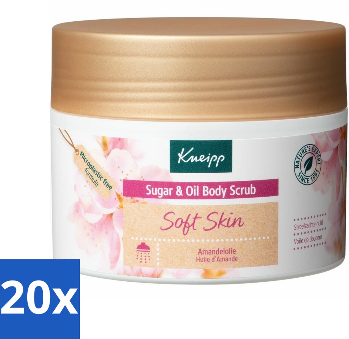 20 x Kneipp - Body scrub - Sugar & Oil - Soft Skin - Voor droge en gevoelige huid - 220 g - Voordeelverpakking - 20 stuks