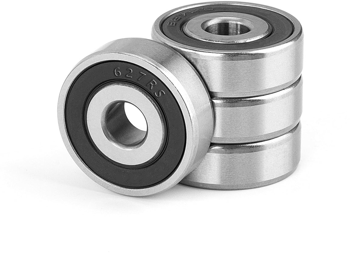 Pack of 4 627-2RS Miniature Groove Ball Bearings 7 x 22 x 7 mm Rubber Skateboard Wheel Bearings Double Sealed Chrome ShopVlot