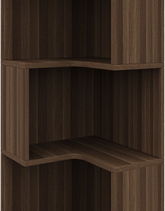 MODENUIT Hoekrek - L-Vormig Design Met LED En 2 Laden - Woonkamer En Kantoor - MDF - Bruin - 45x43,5x180 Cm — afbeelding 3