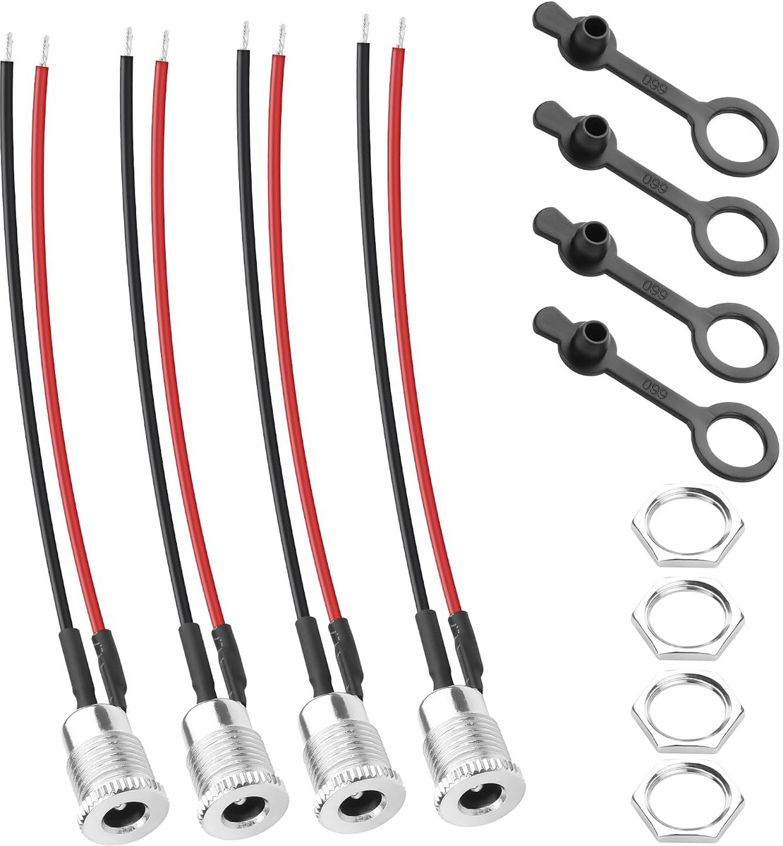 YACSEJAO DC-099 DC5521 Jack Cable 10A DC 5.5 x 2.1mm Connection Threaded Mounting Adapter Cable with Waterproof - ShopVlot