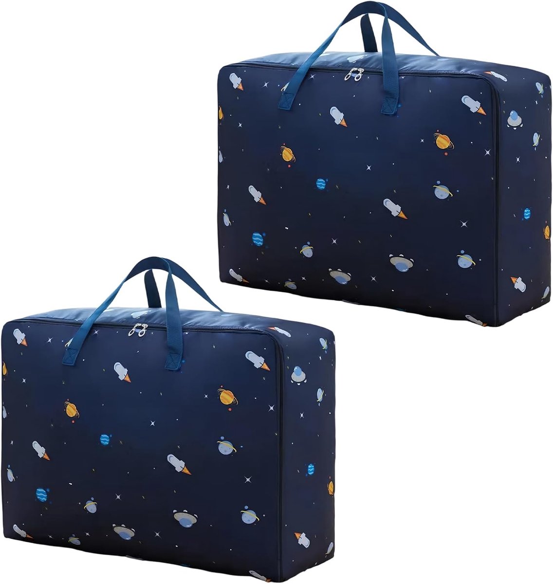 2 opbergzakken voor kleding, grote opbergtas met ritssluiting, 105 l, voor onderbedcommode, dekens, waterdicht - ShopVlot