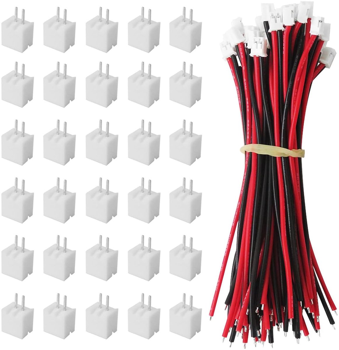 30 paar JST connectoren 1,5 mm 2-polige stekker met 15 cm kabeldraad, JST 1,5ZH 2-pins verbindingsstekker - ShopVlot