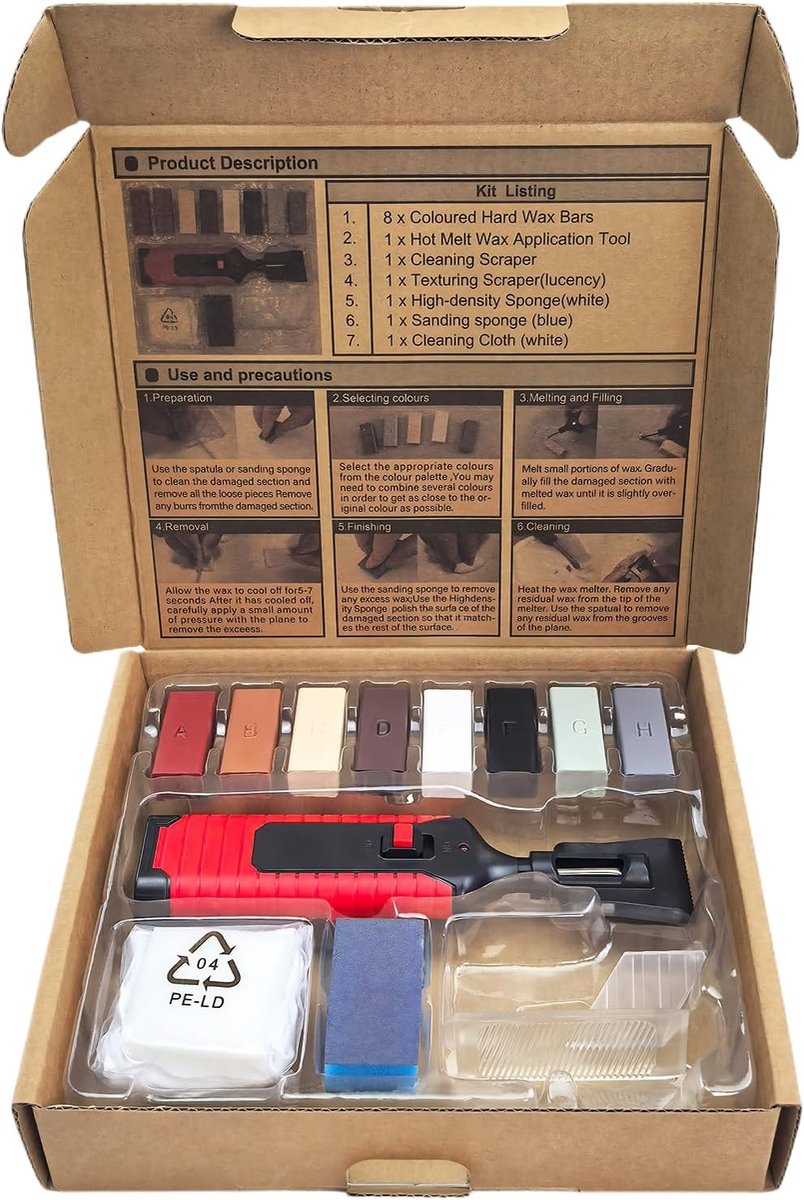 Hard Wax Repair Kit with Wax Detector, Planer and Sanding Sponge for Tiles, Laminate, Parquet, Vinyl and Wood for - ShopVlot