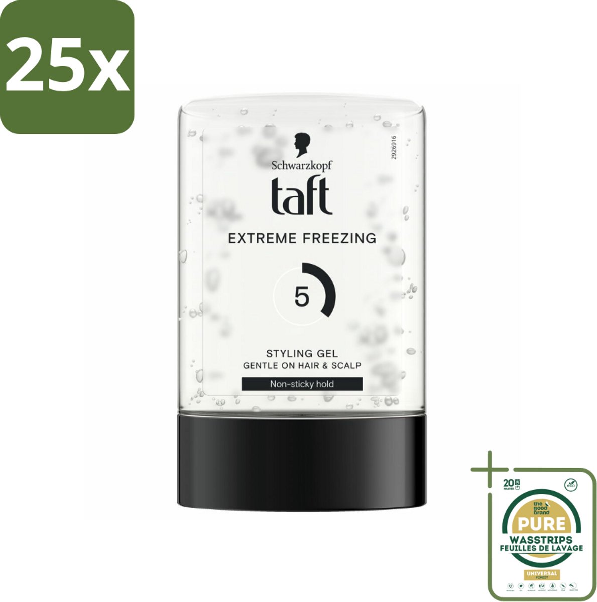 25 x Taft - Extreme freezing 5 - Styling Gel - Sterke hold - 300 ml - Grootverpakking - Bevriezende Hold - Krachtige Fixatie - Styling Gel - Kort Haar - Vegan Gel