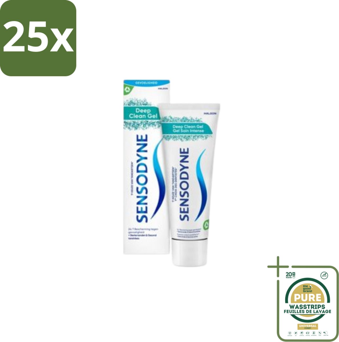 25 x Sensodyne - Tandpasta - Deep Clean Gel - Grondige Reiniging - 75 ml - Grootverpakking - Gevoelige Tanden - Tandpasta - Diepe Reiniging - Fluoride - Mondgevoel