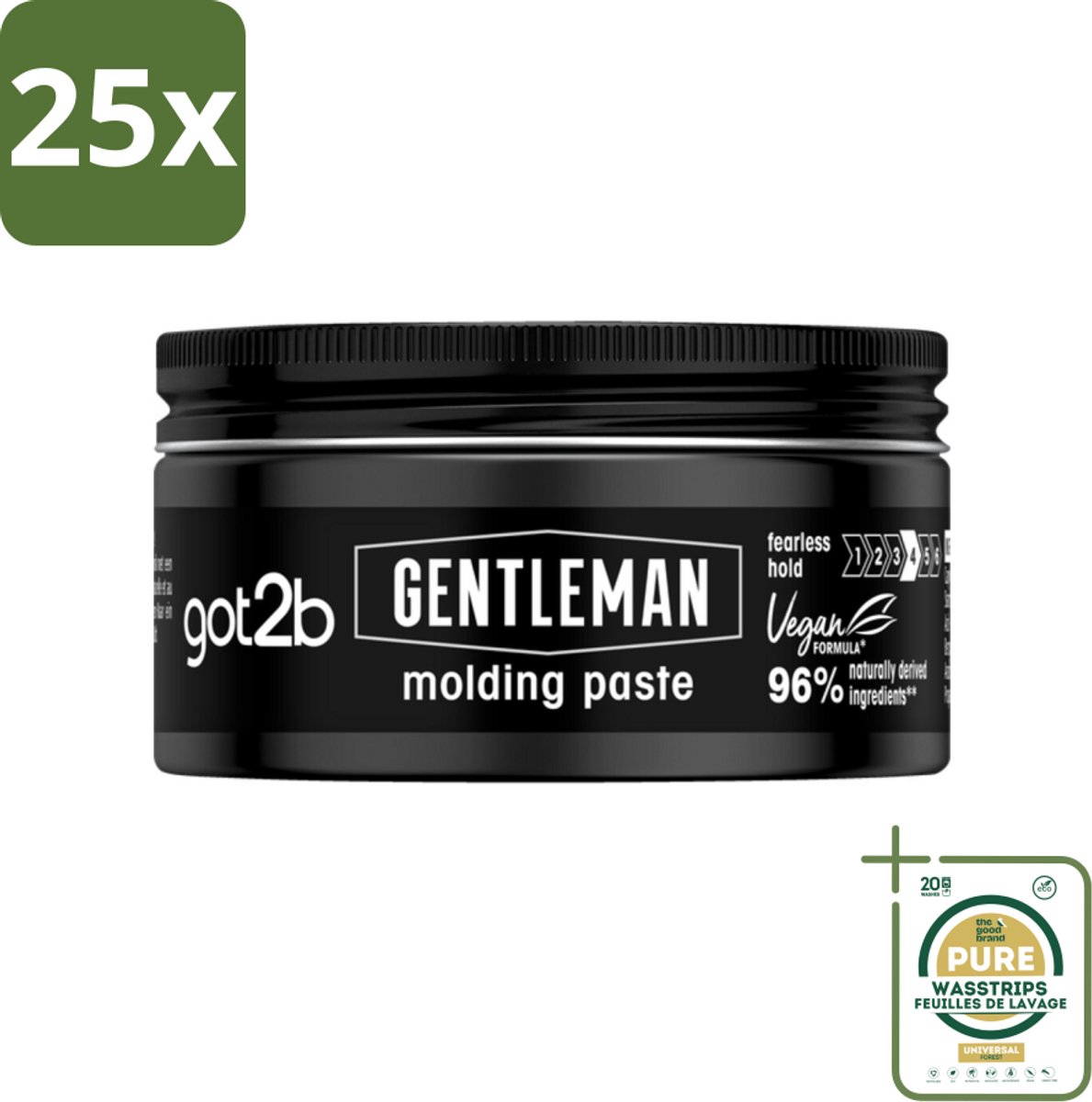 25 x Got2B - Molding Paste - Gentleman - 100 ml - Grootverpakking - Molding Paste Voor Mannen - Stijlvol Haar - Natuurlijke Finish - Hold Voor Haar - Verzorgd Haar