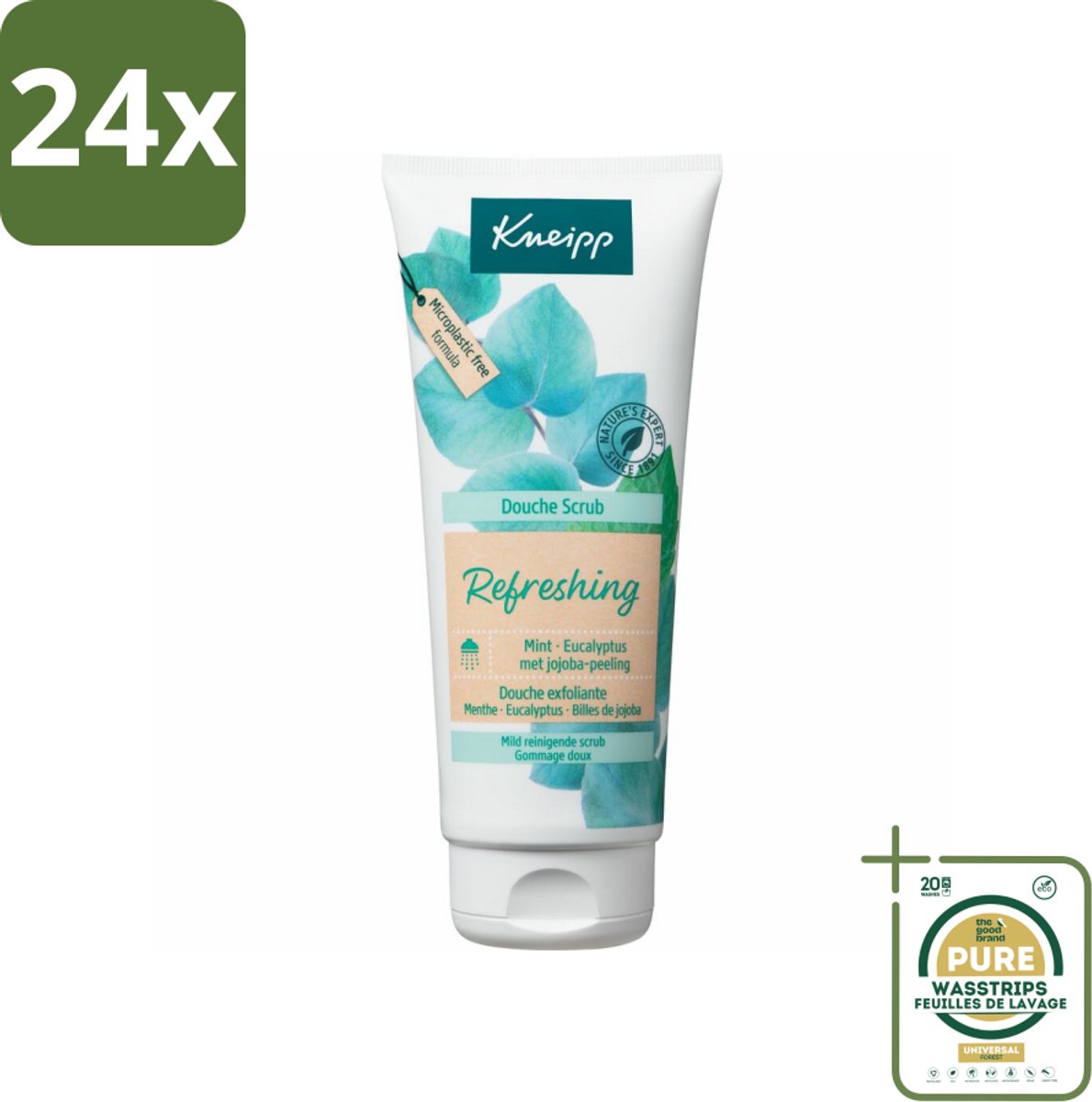Kneipp - Douche scrub - Refreshing - Mint & Eucalyptus - 200 ml - Voordeelverpakking - 24 stuks - Mint - Eucalyptus