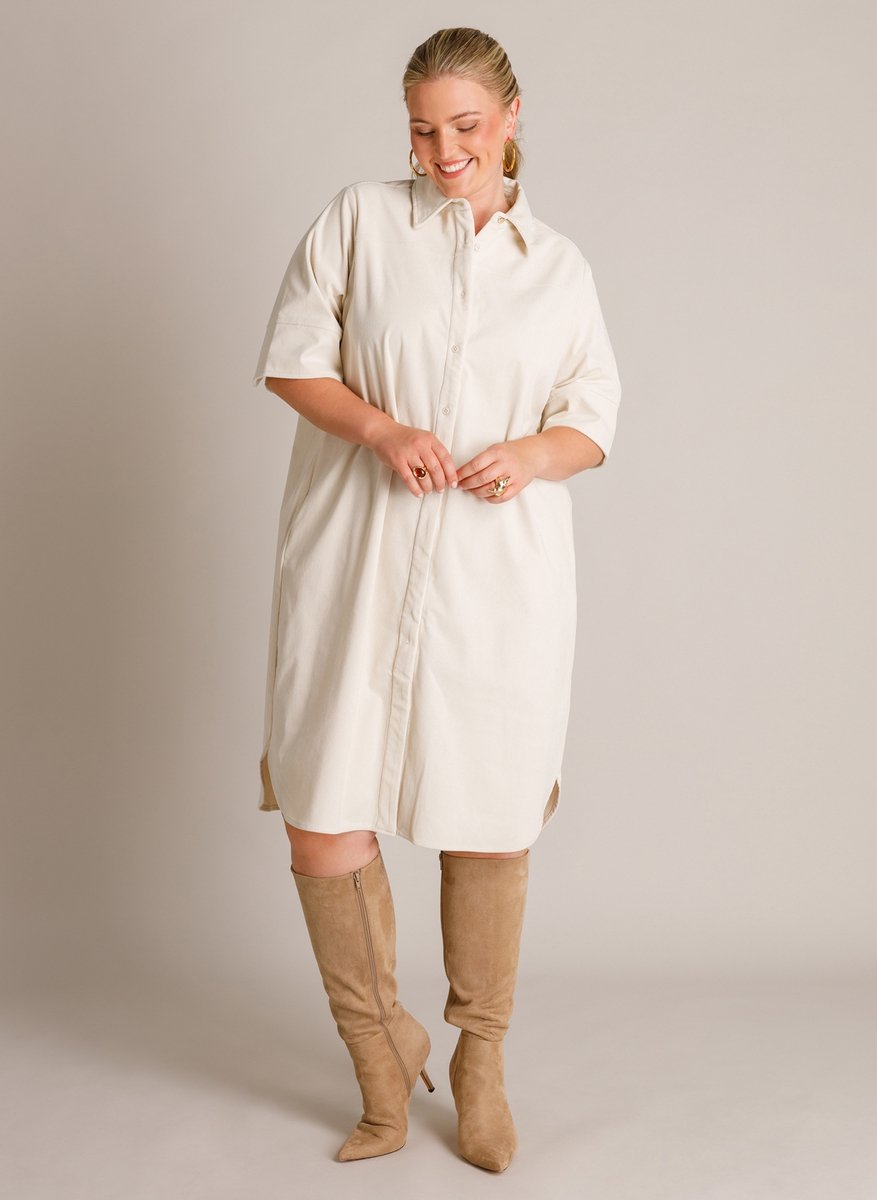 YEST CURVE Tifany Dresses - Beige Cream - maat 1(48)