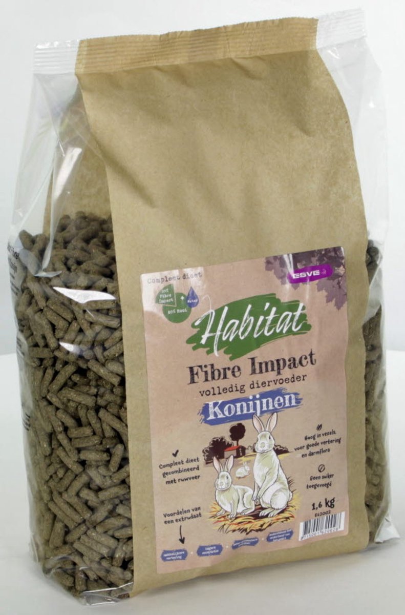 ESVE Fibre Impact konijnenvoer | vezelrijke extrudatenmix 1,6 kg of 8 kg 1,6KG