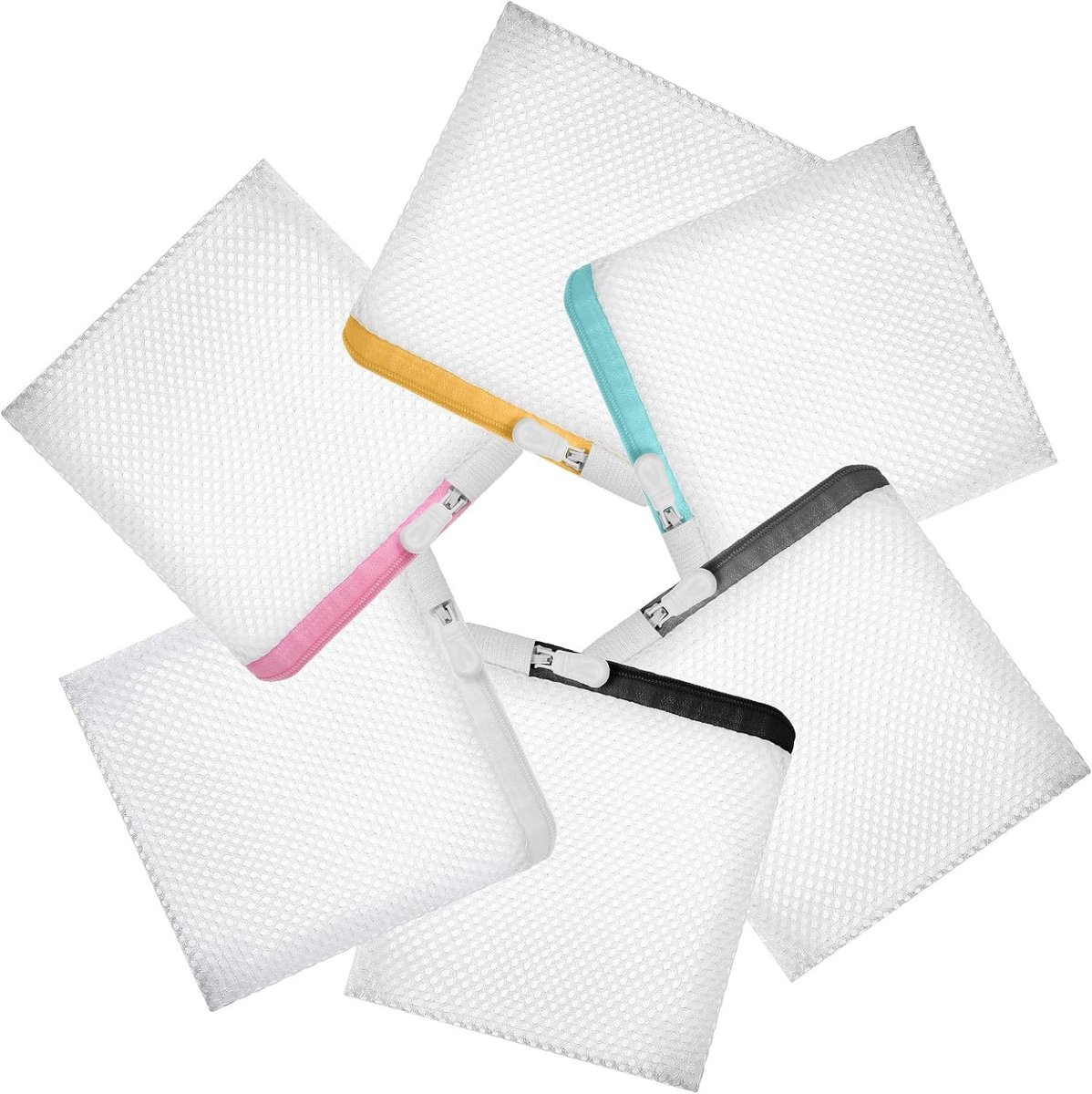 Wasnetjes met ritssluiting - Wit - 14 x 12 cm - Polyester mini-waszakken met honingraatstructuur - Voor fijne was