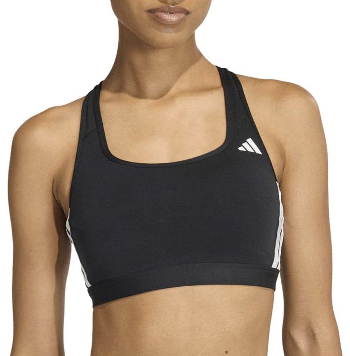 Adidas Optime Essentials 3-Stripes Medium Support Sportbeha Dames Zwart