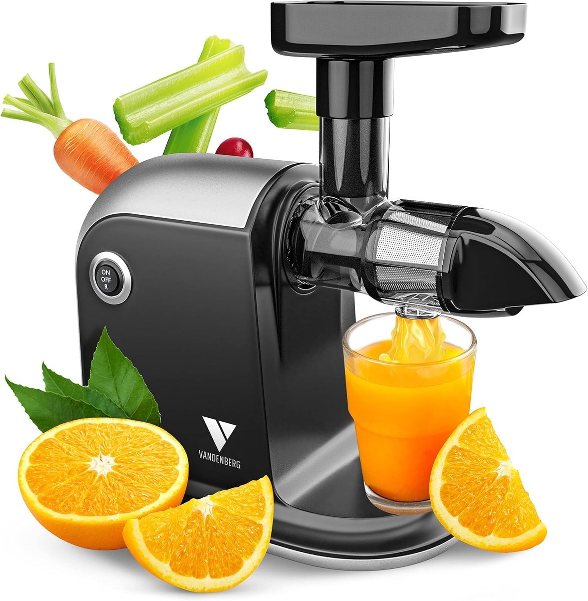 Citruspers elektrisch - Wit - 150 W - Slow Juicer met Omkeerfunctie en Reinigingsborstel - Voor Gezond Sap