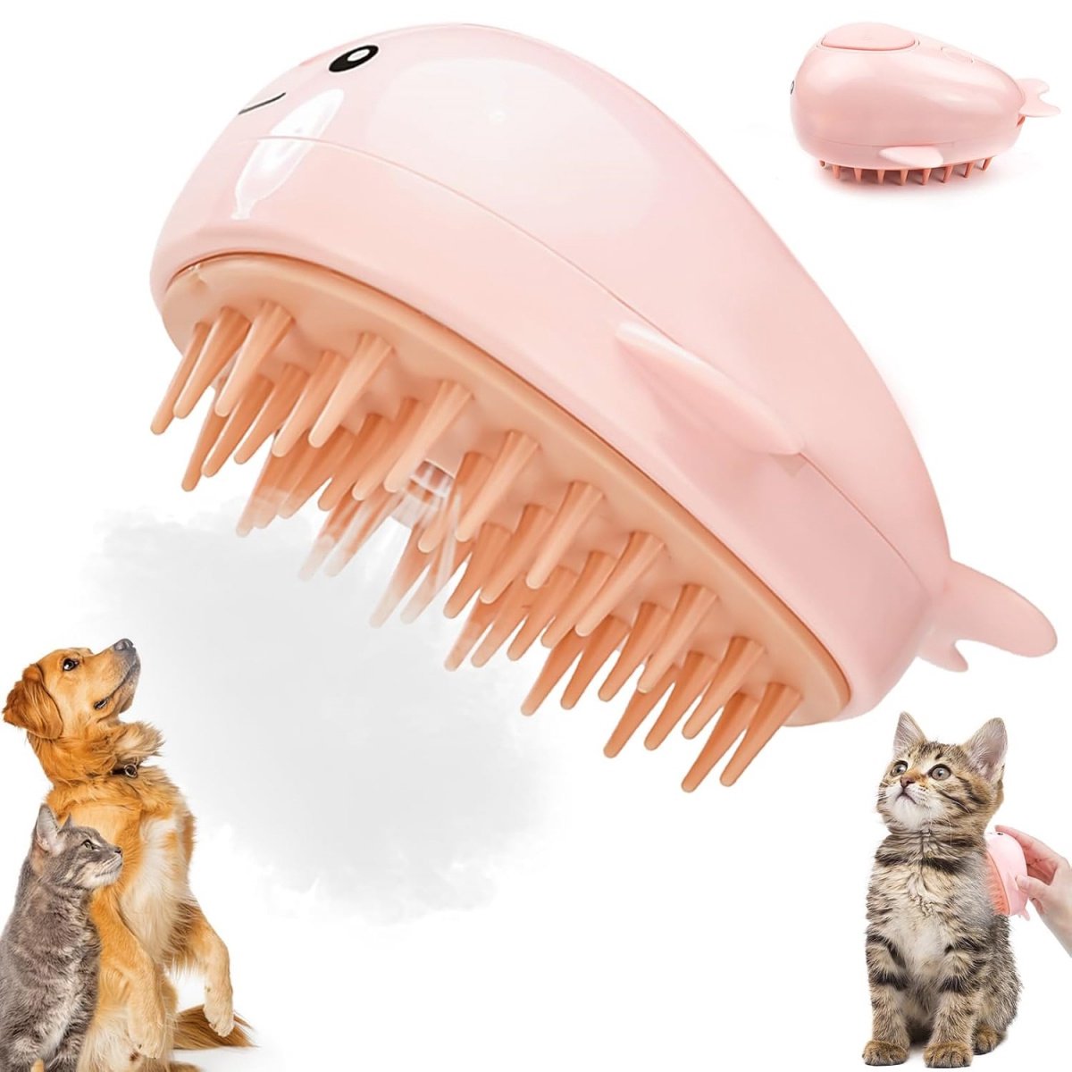 longziming -Kattenborstel - Hondenborstel - Stoomborstel voor Huisdieren - 3-in-1 Vachtborstel - Massage en Haarverwijdering - Zachte Siliconen Borstel - Met Sprayfunctie - 1 Stuk