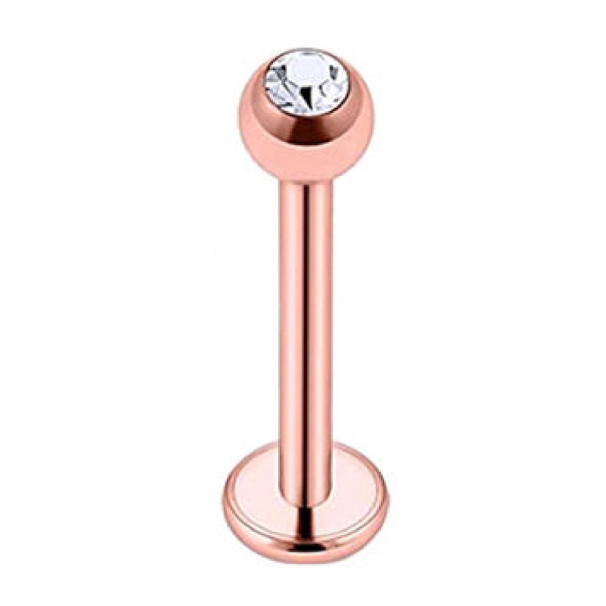 Piercing | Rosegoudkleurig | Witte Steen | Oor | Tragus | Helix | Labret | Lip