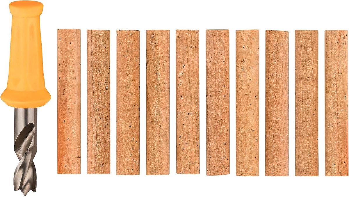Set of cork sticks & Bait Drill angling, 10 cork sticks & drill 8mm Ø - cork bait bait production - ShopVlot