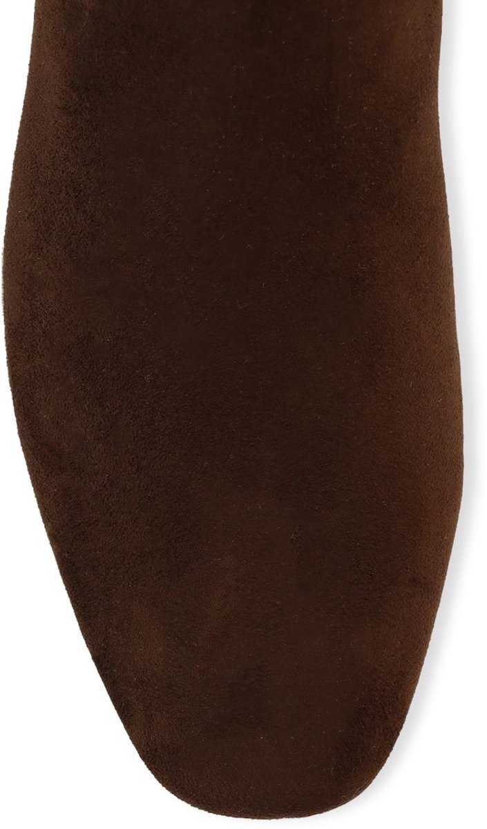Manfield - Dames - Donkerbruine stretch laarzen - Maat 39