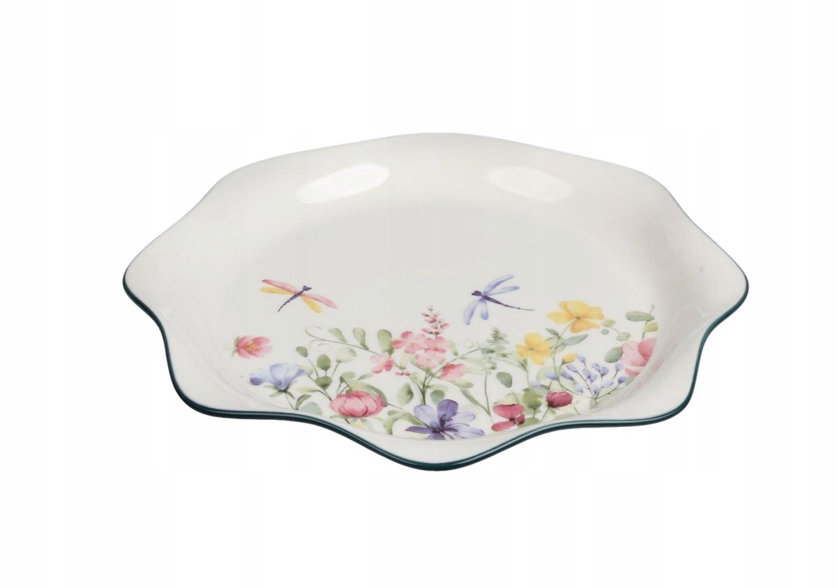 Keramieken serveerschaal 'Mevrouw Bloem' 26 cm met Bloemendessin