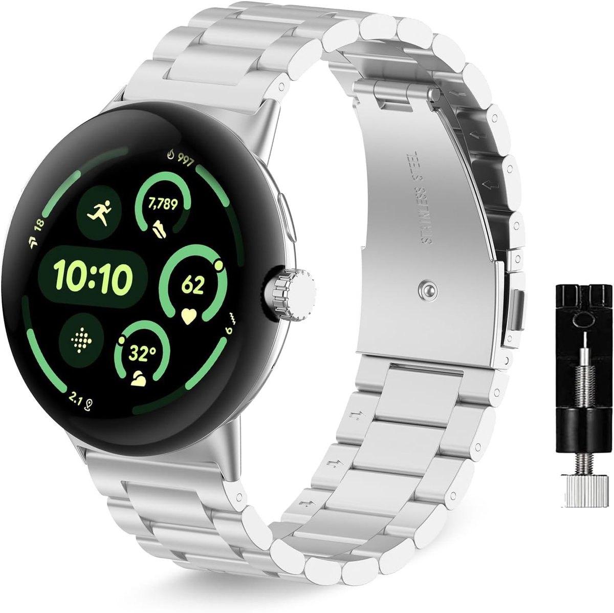ZoRoll Compatible with Google Watch, Stainless Steel, Metal Replacement Bracelet for Men and Women - ShopVlot