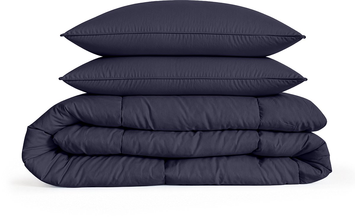 Eleganzzz Eazy Dekbed zonder Overtrek Inclusief Kussenslopen Dark Blue 240x200cm - Donkerblauw Dekbed - Wasbaar Dekbed - Hoesloos Dekbed - All Year Dekbed - Lits Jumeaux Dekbed Donker blauw