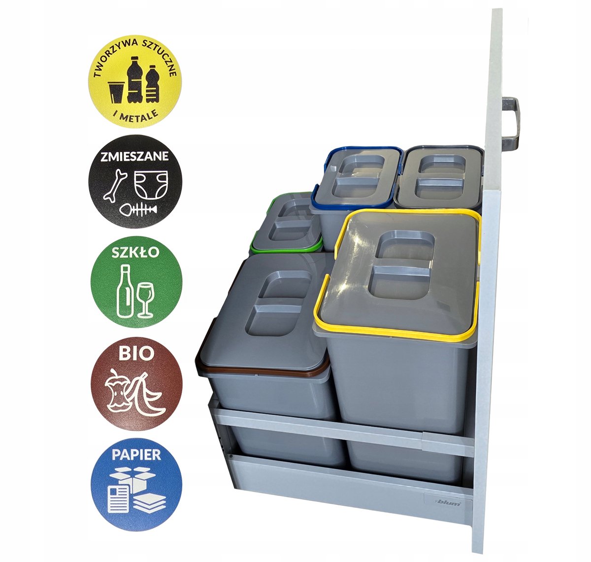 Set van 5 afvalbakken voor 60cm lade - 60L capaciteit