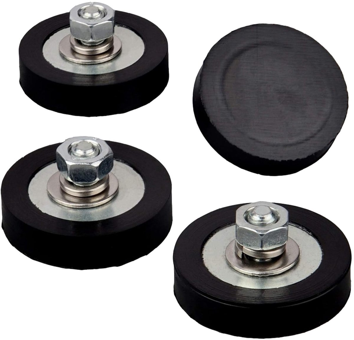 MUTUACTOR 4 sets of rubber coated magnetic pot Strong neodymium magnetic base with M6 male thread bolt, round disc - ShopVlot