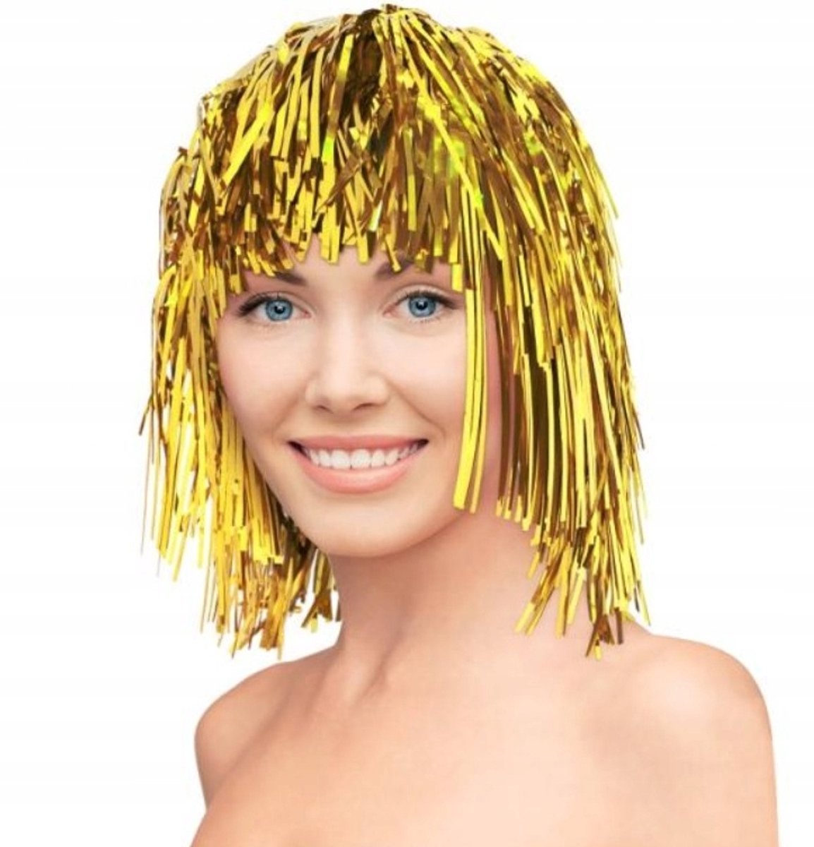 Gouden Folie Pruik - Feestelijk en Universeel