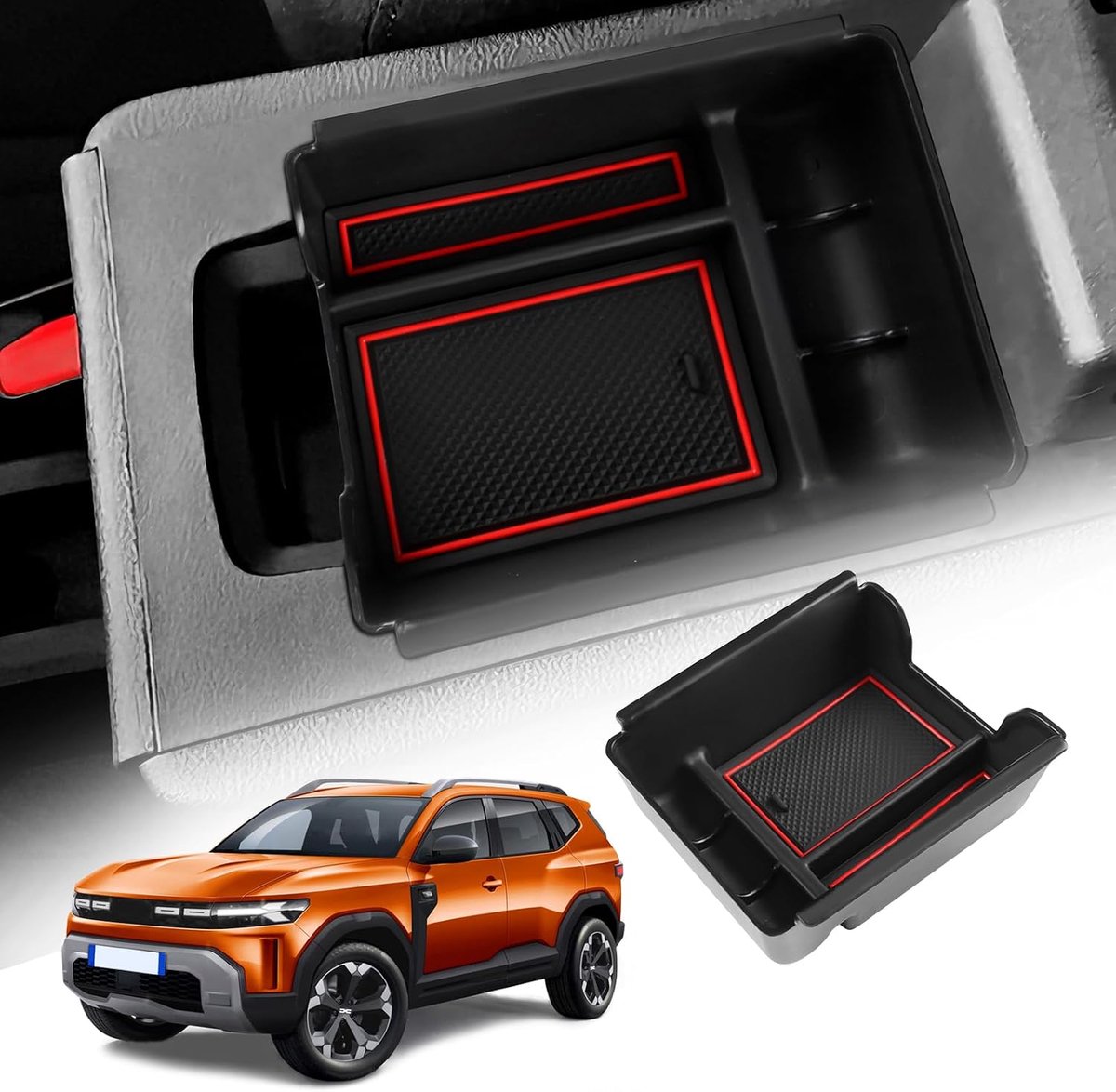 Opbergdoos Dacia Duster 2024 2025 - Middenconsole organizer tray - Duurzaam ABS + siliconen - Verborgen opbergruimte - ShopVlot