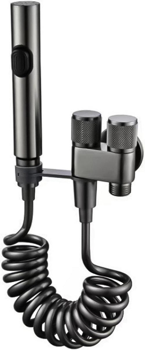 Handmatig toilet-bidetspuit - instelbare waterdruk - voor reiniging en verzorging - voor toilet en luier - bidet spuitkop - voor thuisgebruik - geborsteld nikkel - 1 set