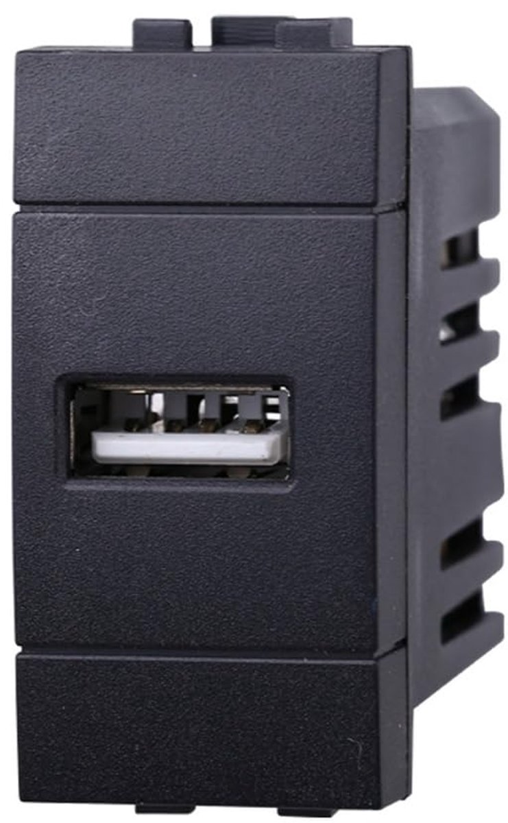 USB Plug Module 5V 2.1A - Zwart - Geschikt voor BTicino Living Light - Eenvoudige installatie - ShopVlot