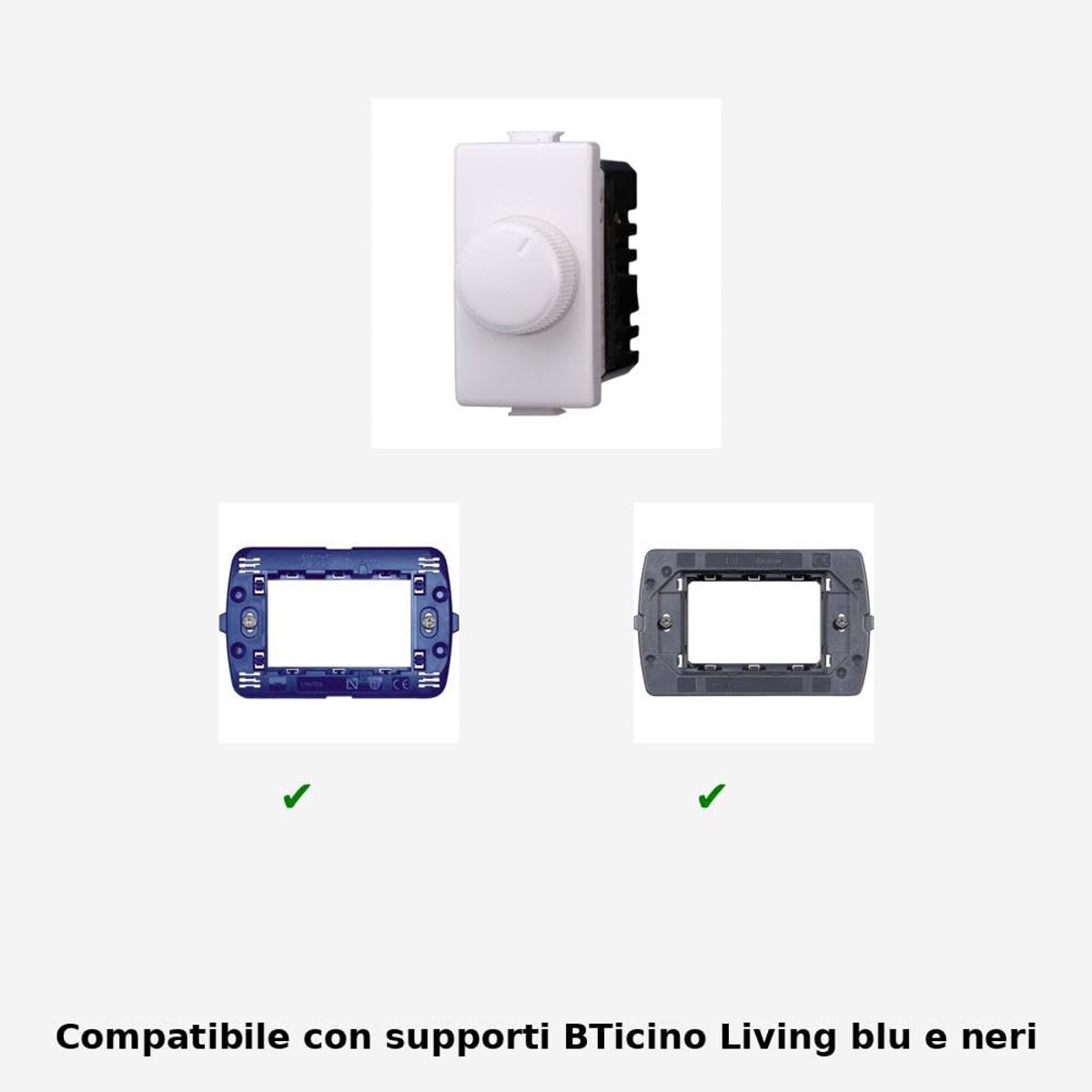 Dimmer met draaiknop 100-1000W - compatibel met Bticino Livinglight - witte kleur - eenvoudig te installeren - ShopVlot
