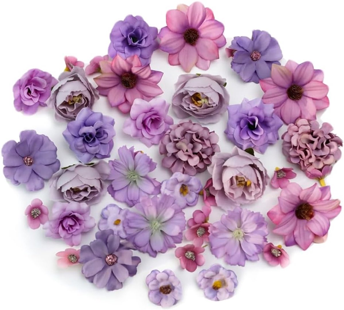 50 stuks kunstbloemen paars kunstbloemen voor decoratie en arrangementen - ShopVlot