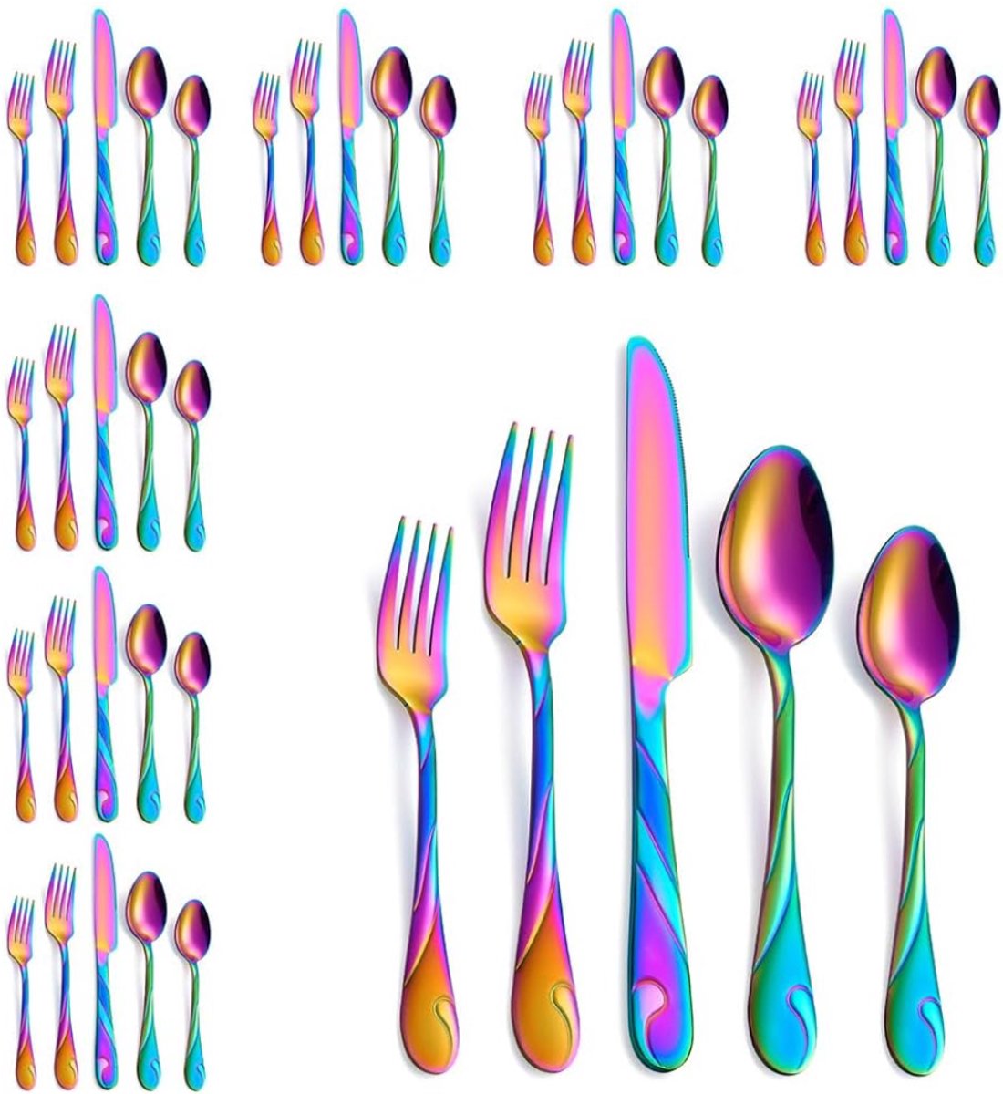 ZRNS® Bestekset 8 Persoons - Serviesset 40-delig - Servies - Regenboog kleur