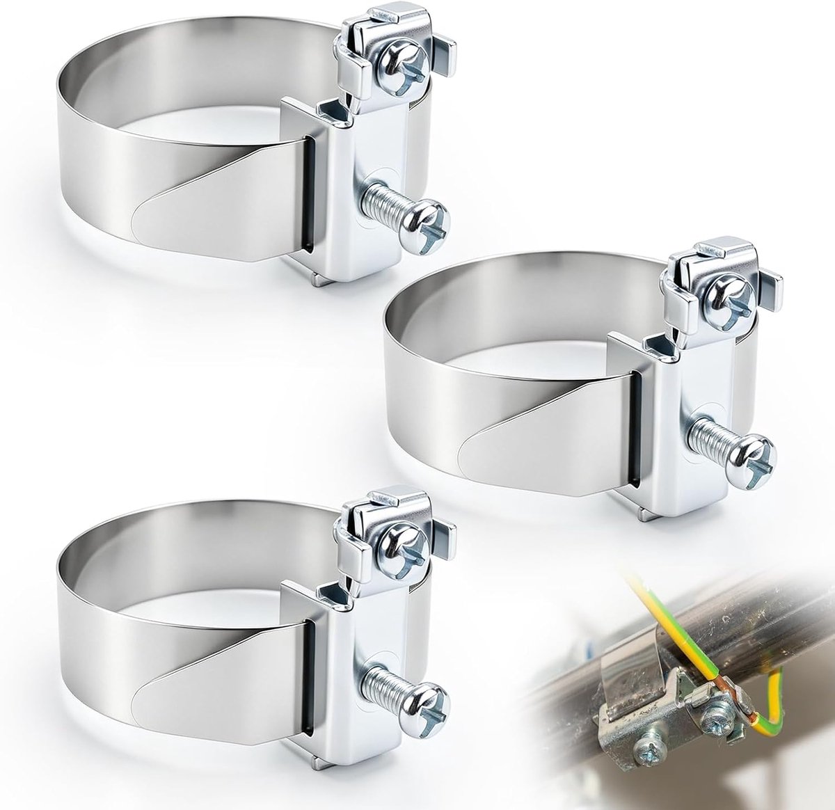 Grounding Clamp and Grounding Clamp for Tubes Diameter 8-52 mm, V2A Stainless Steel Grounding Pipe Clamp Galvanised - ShopVlot