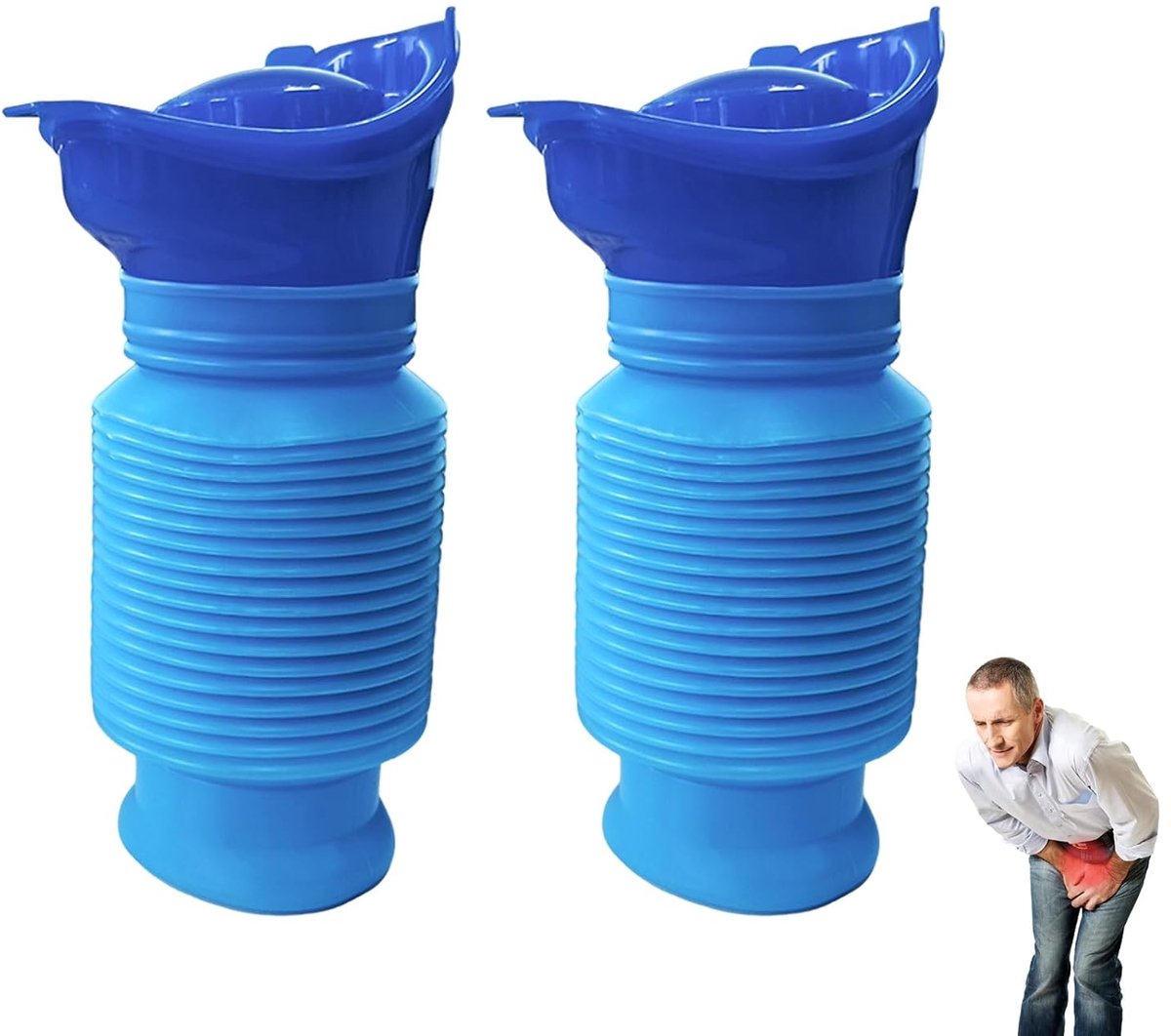 2 stuks 750 ml inklapbaar urinaal uniseks, draagbaar mobiel noodtoilet voor mannen en vrouwen, herbruikbare urinefles voor auto en reizen