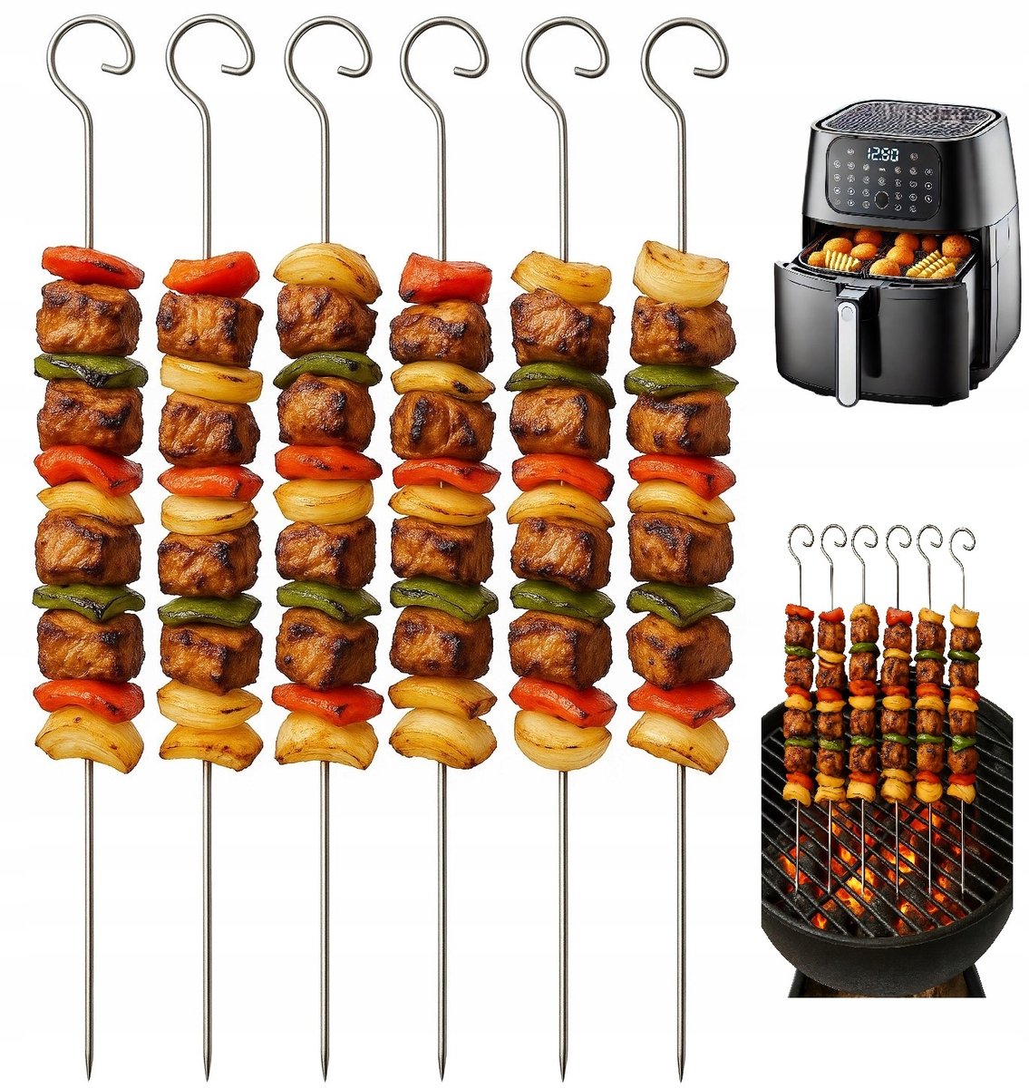 RVS Spiesjes 25cm - Set van 6 - Grill, Oven, Airfryer