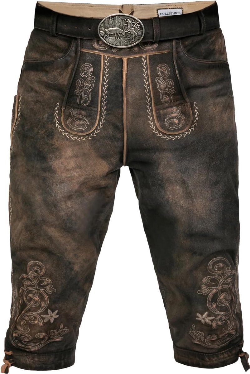 Trachtenmode kostuumbroek maat 44-64 - hoogwaardige geitenhuid - kniebinding - perfect voor feesten - ShopVlot
