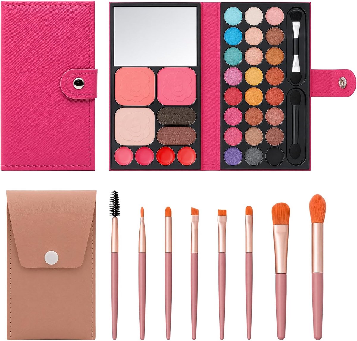 Kinderschminkset voor meisjes - wasbare make-upset - 33 kleuren - inclusief 8 penselen - ShopVlot