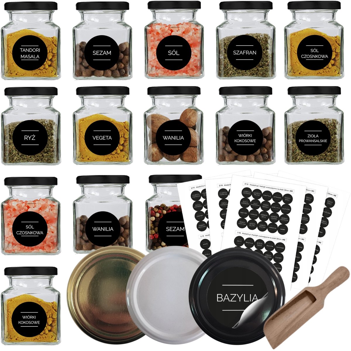 20x Kruidenpotjes 120ml met 200 Stickers & Keuze uit 3 Kleuren Deksel
