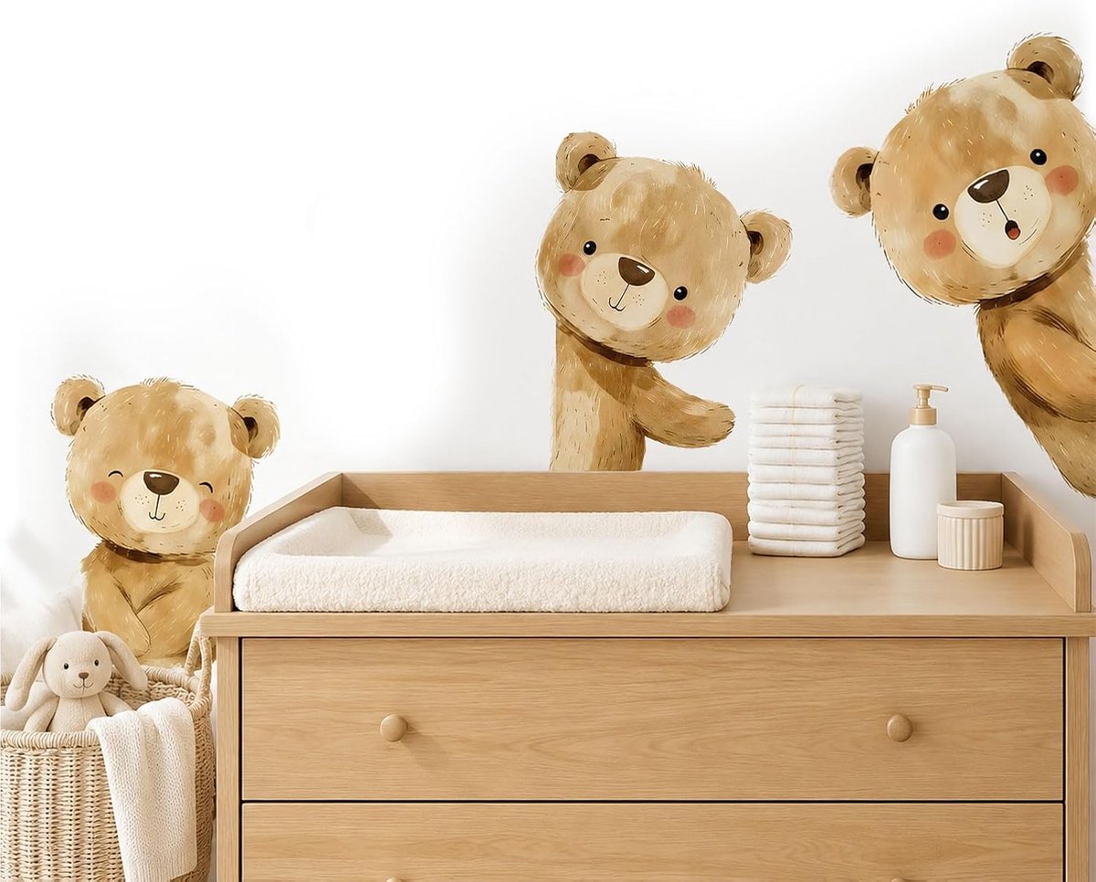 Muurstickers Kinderkamer Teddybeer – 3-delige set – Liefdevol ontwerp – Eenvoudige aanbrenging - ShopVlot