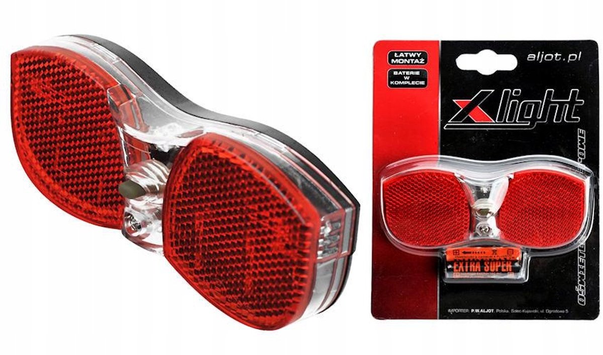 X-Light Achterlicht Fiets LED op Bagagedrager, 2xAAA Batterijen