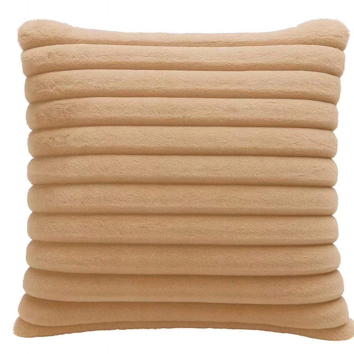 Decoratieve Pluche Kussenhoes 40x40 cm met Ribbels - Beige