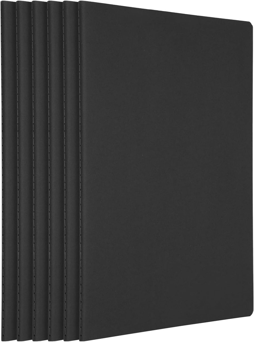 A4 Notebook, Pack of 6, 100g/m², Dotted Soft Cover, Black - ShopVlot