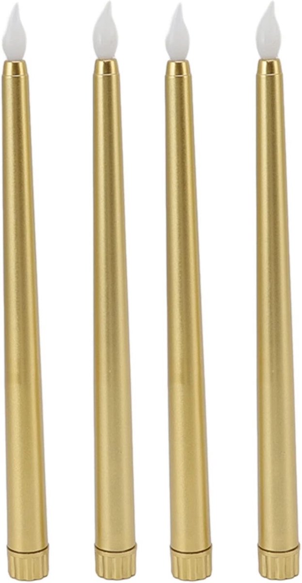 Vlamloze LED Taper Kaarsen - Goud - 10 Inch - Batterij Aangedreven Warm Licht - Voor Kerst en Feestdagen